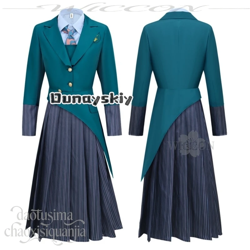 Anime Movie Wicked Cosplay Shiz University School Uniform Fashion Kawaii Cute Magic JK Dress Dark Coat Tie Shirt Halloween Party - view 6