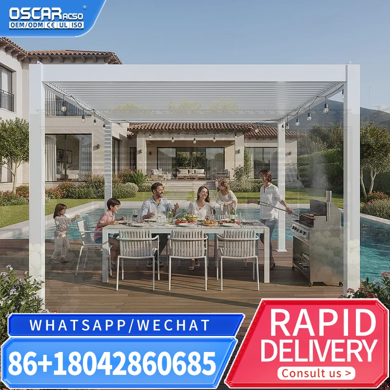 Outdoor Motorized Opening Retractable Patio Awning Customizable for Garden and Patio Use pergola