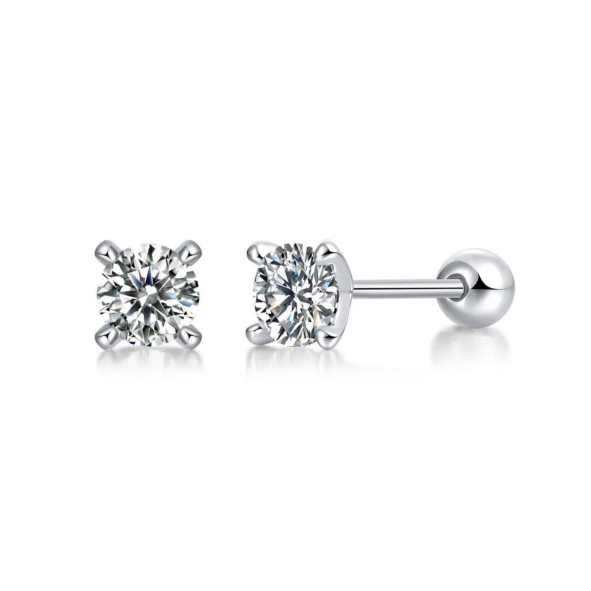 Fashion 925 Sterling Silver Stud Earrings Moissanite Jewelry  Diamond with Design for Women Boys and Girls