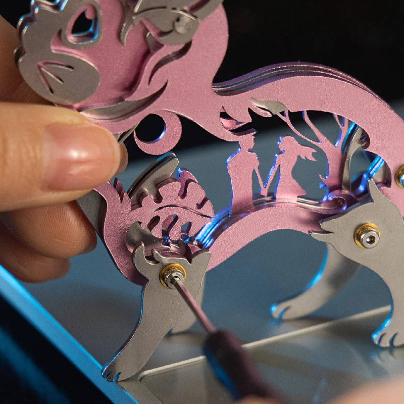 MOKR Dream Cat 3D-Metallpuzzle Kinderspielzeug DIY handgefertigte Modelle Weihnachts- und Geburtstagsgeschenke Bildung und Training