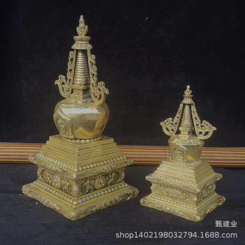 

Factory Supply Pure Copper Stupa Metal Crafts Buddha Utensils Buddish Prayer Set Supplies Copper Tibetan Tower Home Temple Decor