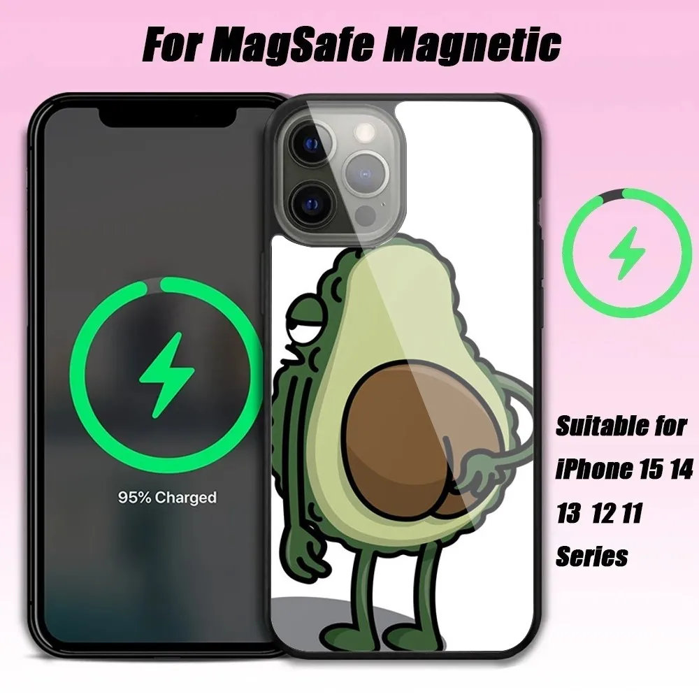 Avocado Fruit Phone Case Strong Magnetic IPhone 15 14 13 Pro Max 11 12 Mini Alex Mirror Magsafe Wireless Charging Cover