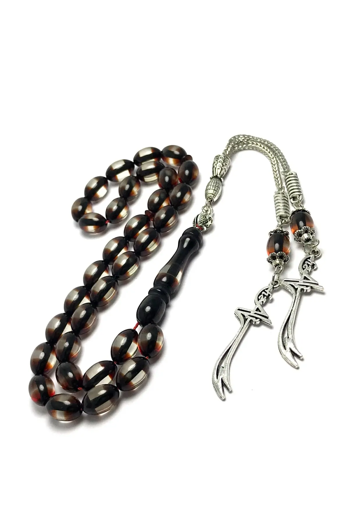 

Men's Sword Tassel Vernier Powder Press Amber Rosary Gifts For Men Muslim Fashion Elegant Jewelry 21 Cm Length Stress Relief