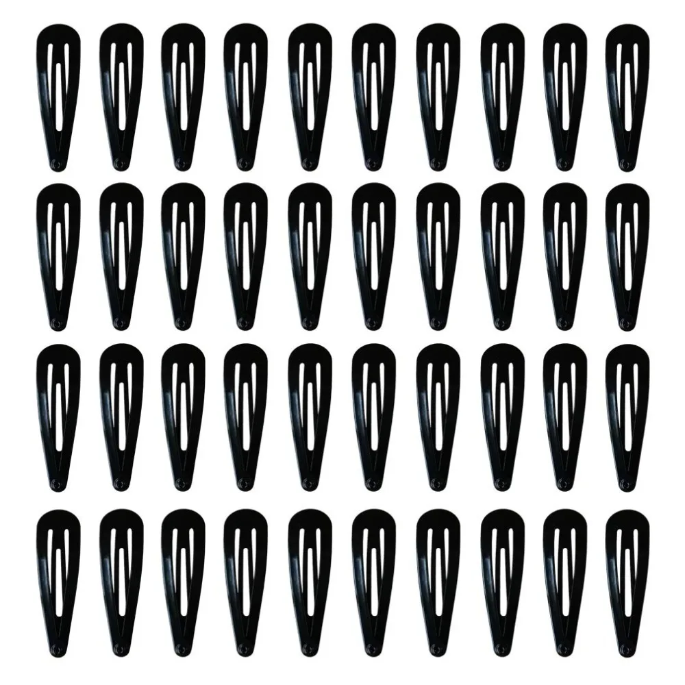 

40 Pack Black 2 Inch Barrettes Women Metal Snap Hair Clips Accessories