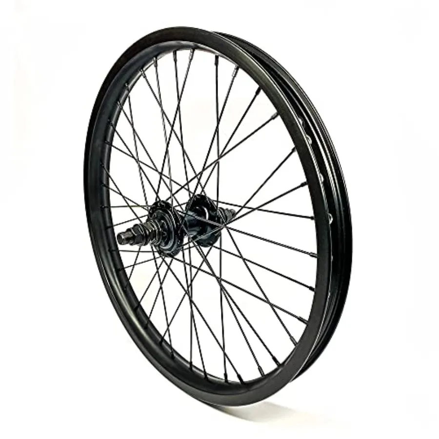 

20Inch BMX Rear Wheels with 14mm Axle for Urban Street Riding and Trick Performance Durable Black Alloy Construction for Enhanc