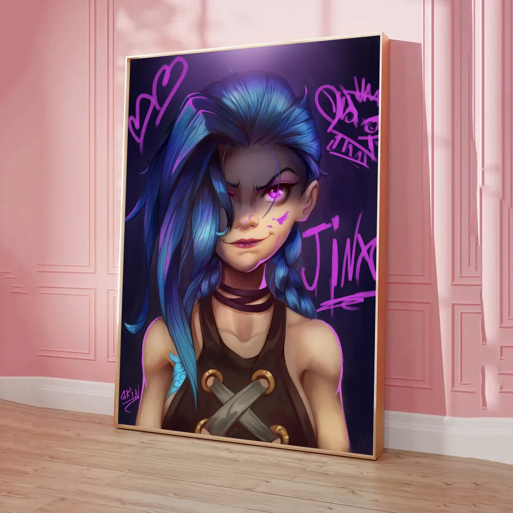 ملصق لعبة أنيمي من Arcane L LOL Jinx ، ملصقات لاصقة ، ورق كرافت عتيق ، ملصق ، غرفة ذاتية الصنع ، بار ، مقهى ، فن جمالي ، لوحة جدارية #4