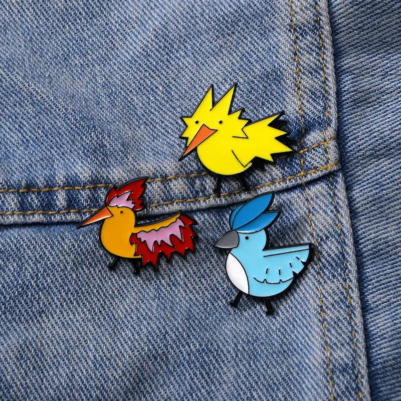 Cute Pok é mon, Three Holy Birds, Cartoon Badge, Anime, Film and Television, Pet, Flaming Bird, Brooch, Clothes and Accessories