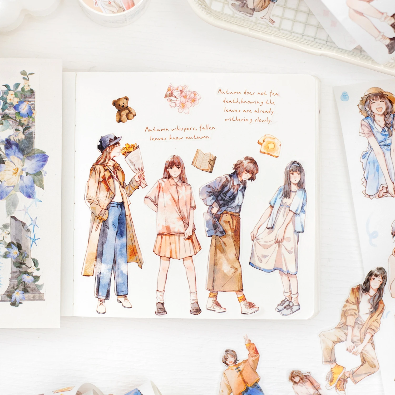 5cm*2m PET Tape Girls Scrapbooking Decoration Materials People Stickers Roll Masking Tapes Journal Planner DIY Arts supplies