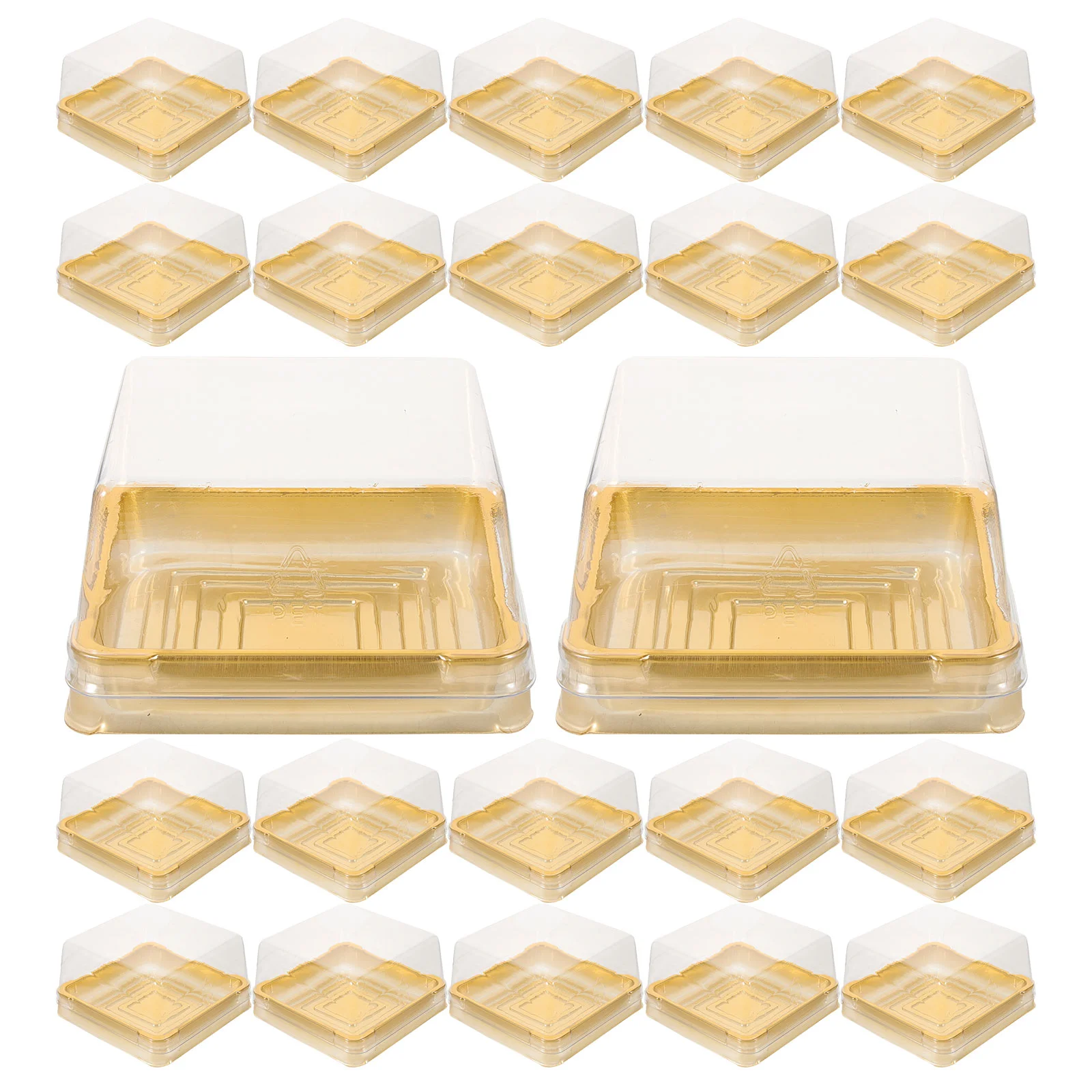 

50 Pcs Golden Mooncake Box Mini Cupcake Containers Paper Cups Boxes Single Holders With Lids Packing