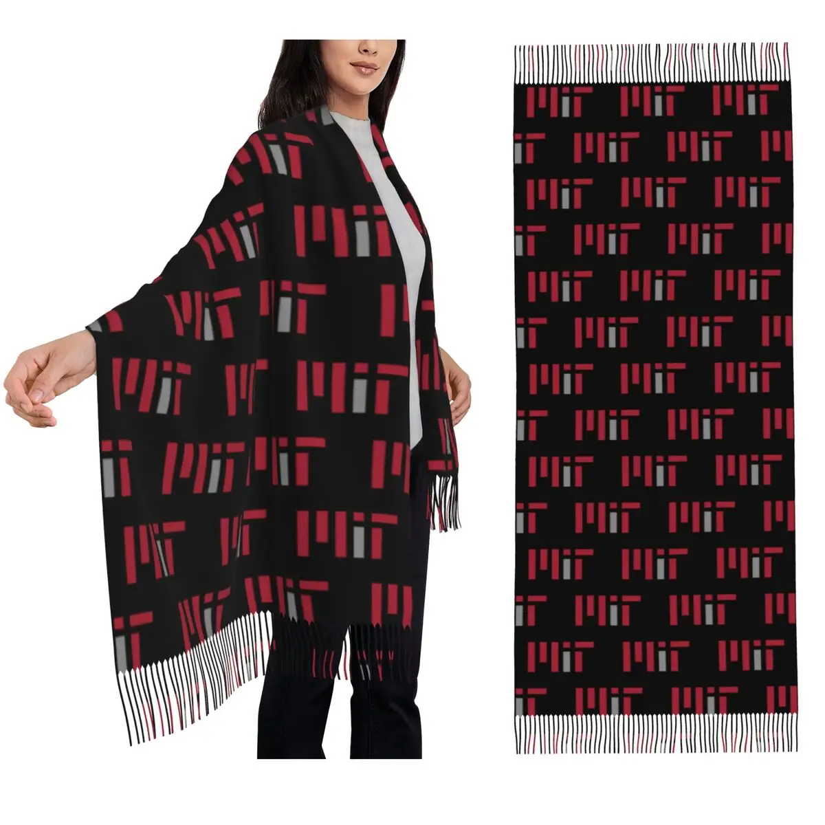 

MIT University Scarf Tassel Scarves Women Soft Warm Shawls and Wraps Large Fall Winter Shawl Wrap