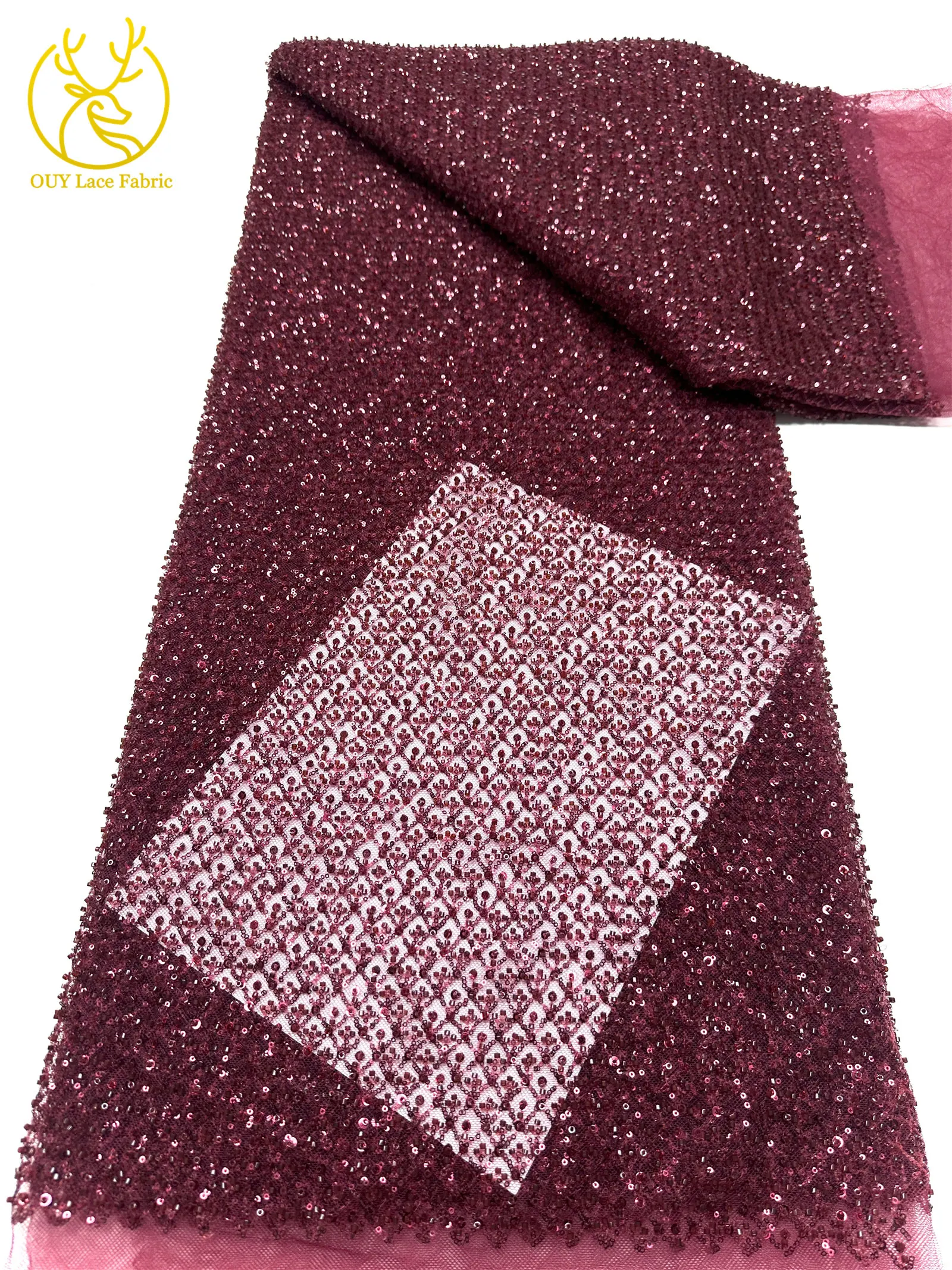 Großhandel Goldperlen-Pailletten-Spitzenstoff Hochwertiger Party-Tüll-Spitzenstoff für Hochzeitskleider Nähzubehör – Detail 16