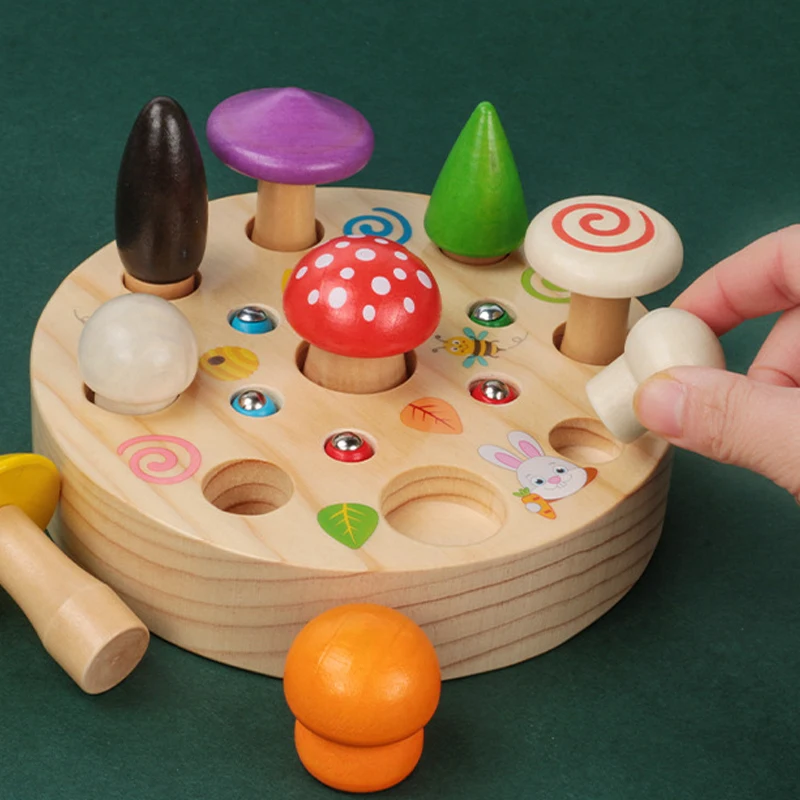 新しい子供の木のおもちゃ 3D パズル幼児教育キャッチワームゲーム形状認知磁気釣りおもちゃギフト子供