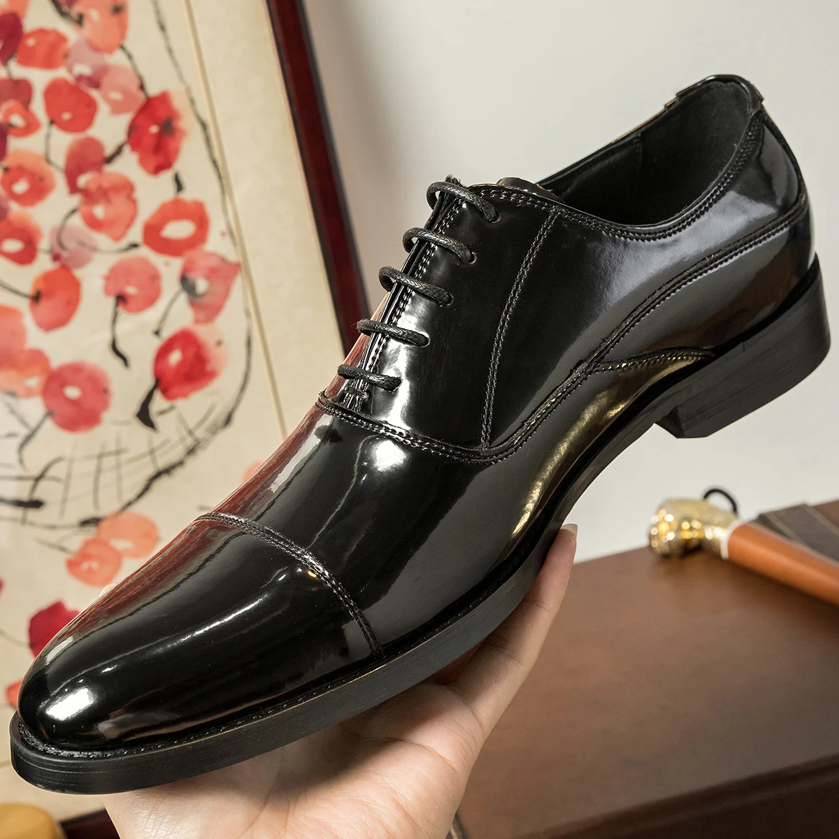 Hanmce New High Quality Men\'s Dress Suit Cow Genuine Leather Oxfords Shoes With Free Shipping  Hot