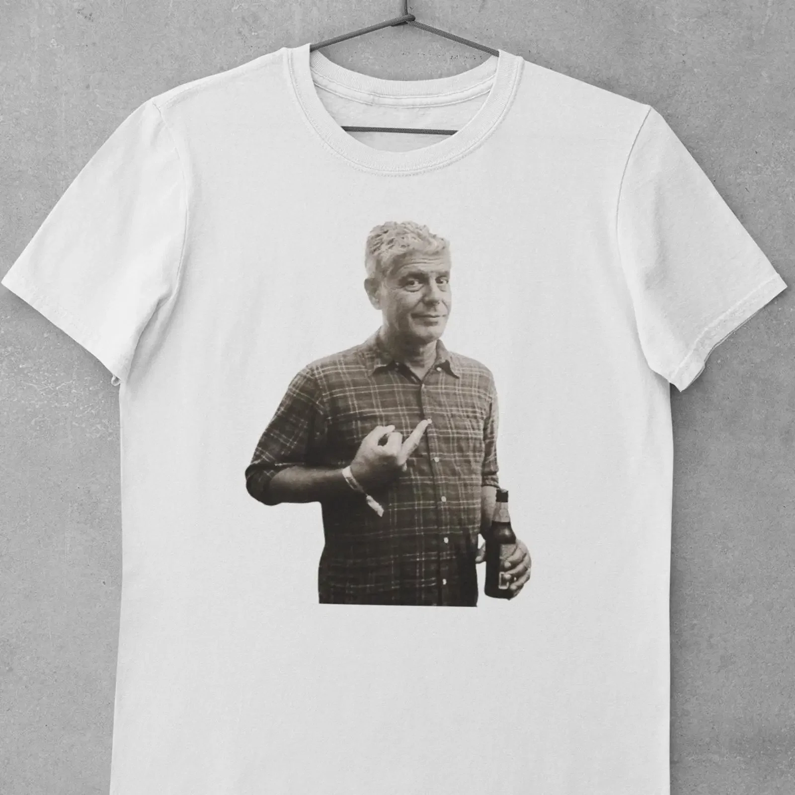 Anthony Bourdain Middle Finger T Shirt Original Parts Unknown Kitchen Confidential vintage Washed homme Stylish