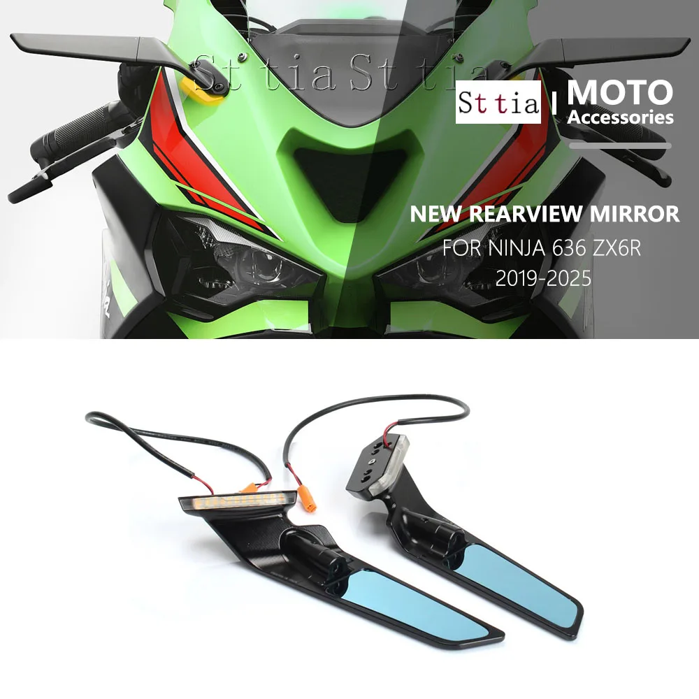 

ZX-6R New Rearview Mirror Fit For Kawasaki NINJA 636 ZX 6R 2019-2025 CNC Aluminum Motorcycle Invisible Rear View Side Mirrors