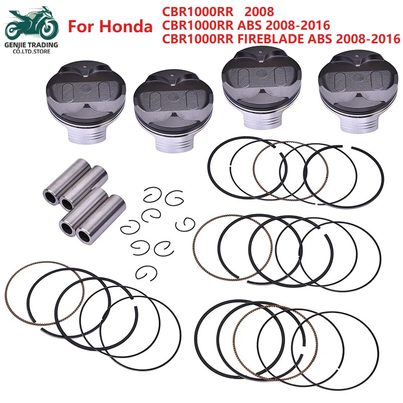 

For HONDA CBR1000RR ABS 2008-2016 76mm STD~+100 +25 +50 +75 Motorcycle Engine Pison & Rings Set CBR1000RR FIREBLADE CBR 1000 RR