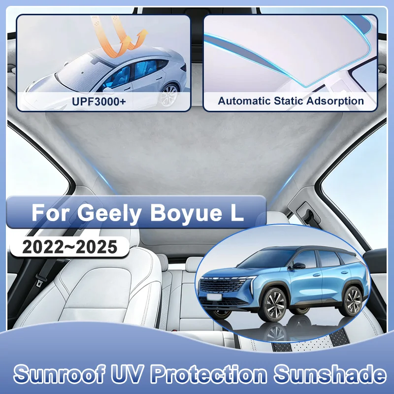 Car Roof Sunshade For Geely Starray Atlas Boyue L LWB MK3 FX11 2022~2025 Electrostatic Adsorption UV Protection Heat Insulation
