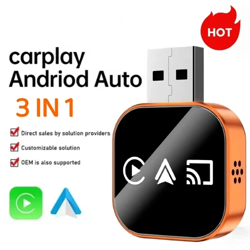 Imagen 1 del producto Nuevo Adaptador Inalámbrico 3 en 1 para Carplay y Mirror Link, Conversión Instantánea de Conexión por Cable a Inalámbrica, Plug & Play para Carplay con Cable