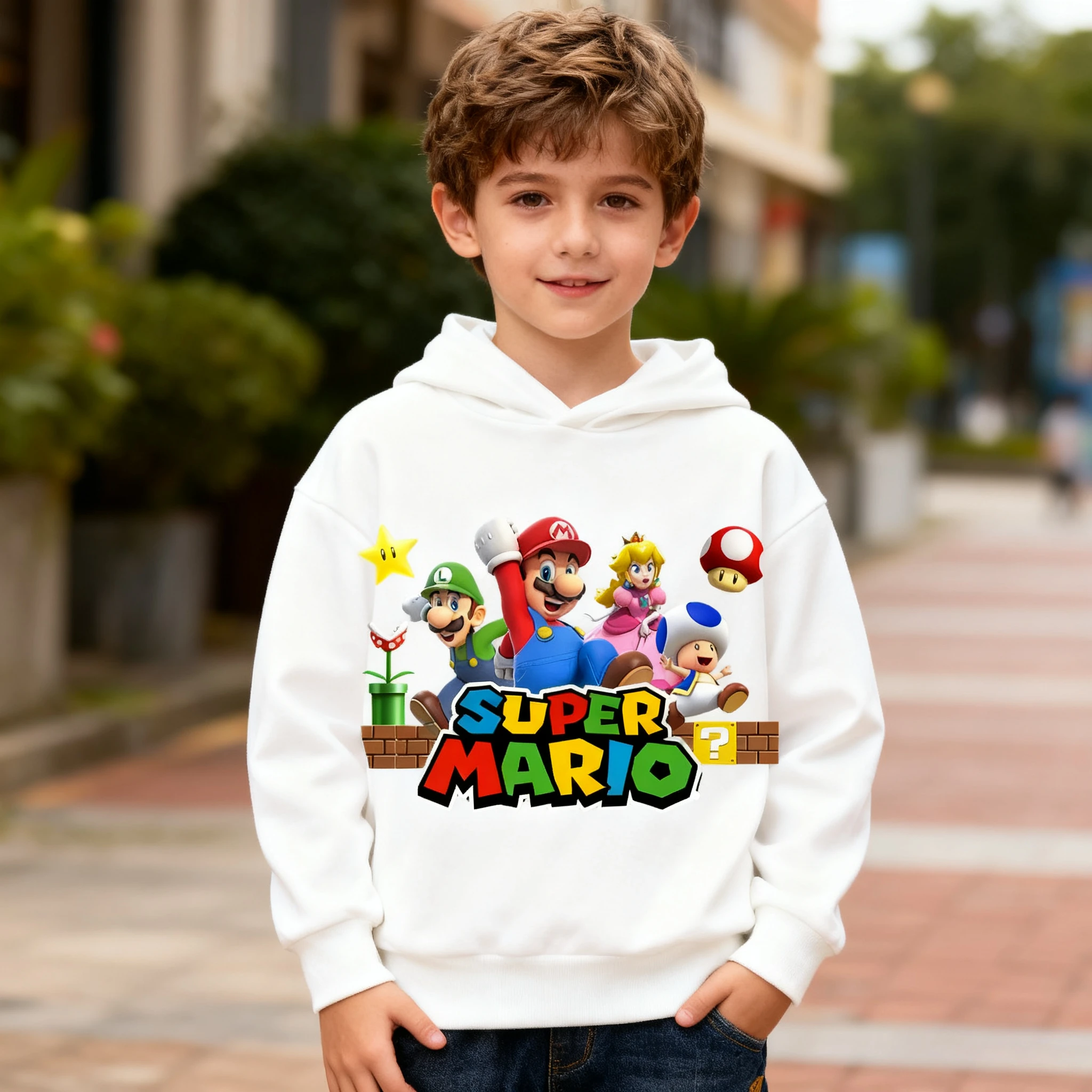 

Hot Sale Super Mario Cartoon Printed Children's Hoodie Autumn and Winter Warm Hoodie Fashion Children's Clothing