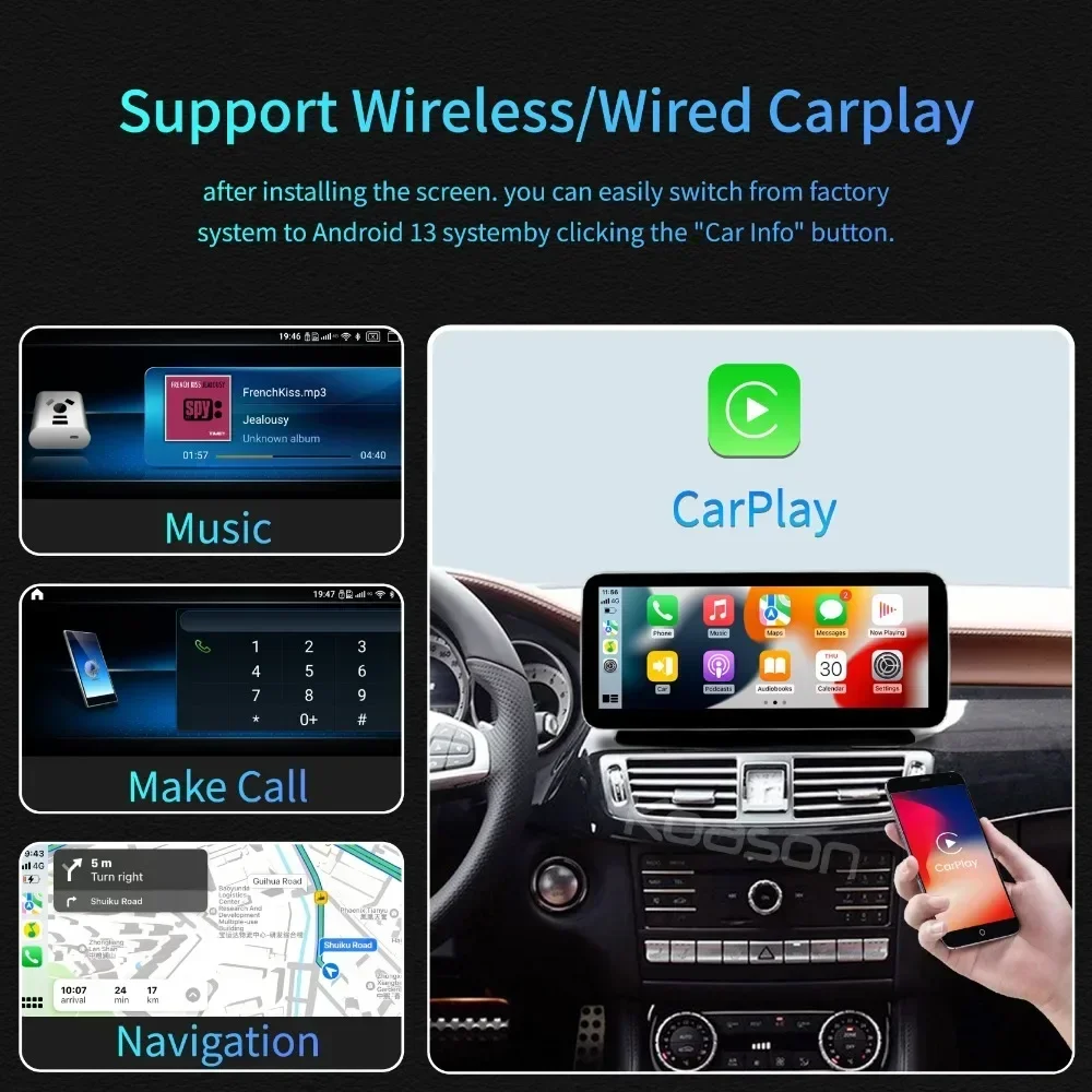 Koason أندرويد السيارات شاشة عرض الوسائط المتعددة لمرسيدس بنز CLS W218 2010-2018 ترقية اللاسلكية CarPlay لتحديد المواقع والملاحة