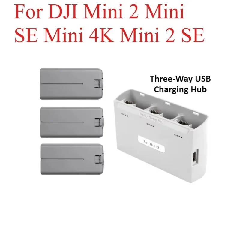 Drone Battery 2250mah for DJI Mini 2 / SE mini 4K / 2 SE +Three-Way USB Charging Hub for Mini 2 Camera Drones  Accessories
