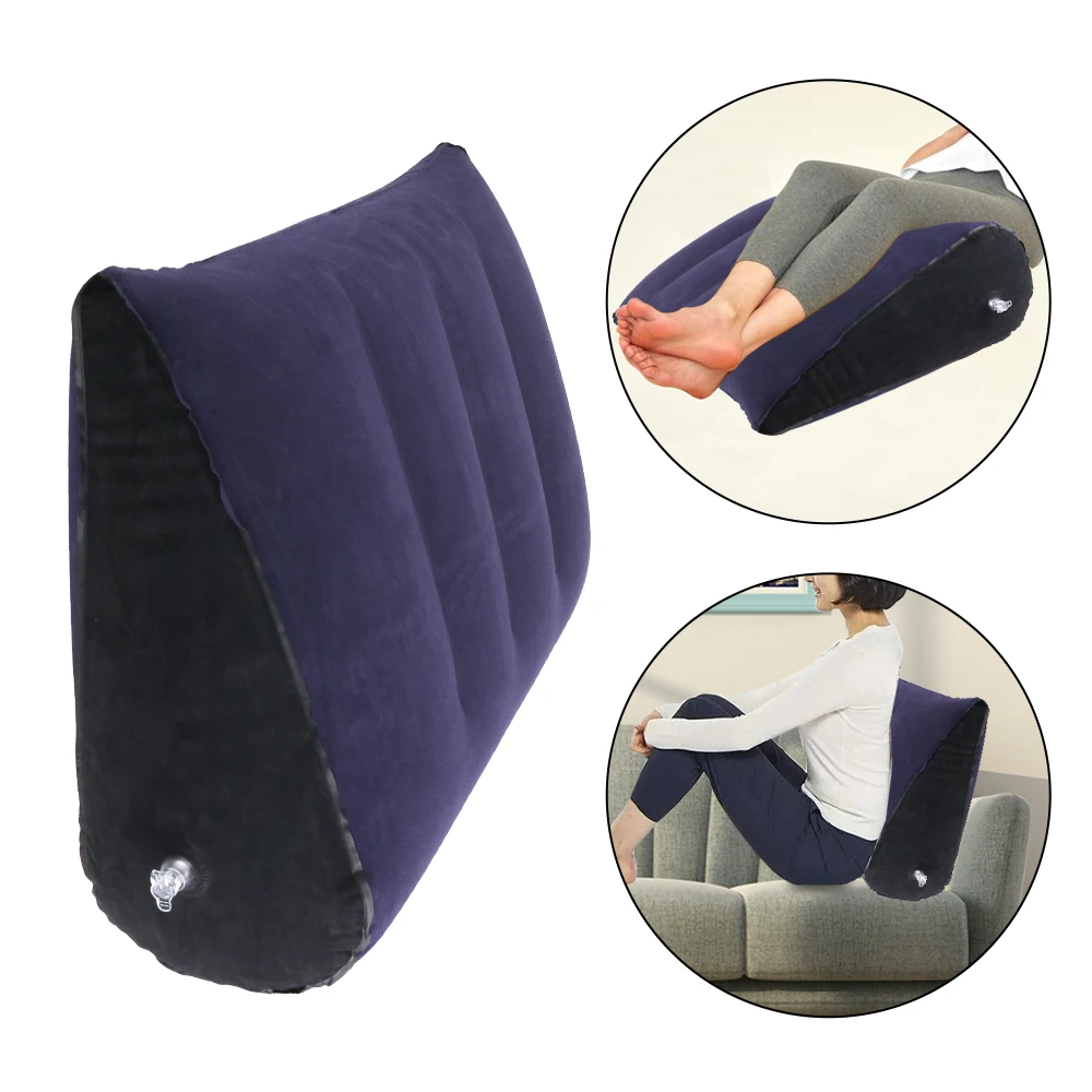 Foot Rest Air Pillow PVC Flocking Relax Cushion Inflatable Triangle Pillow Couple Love Cushion Portable For Travel Office Car