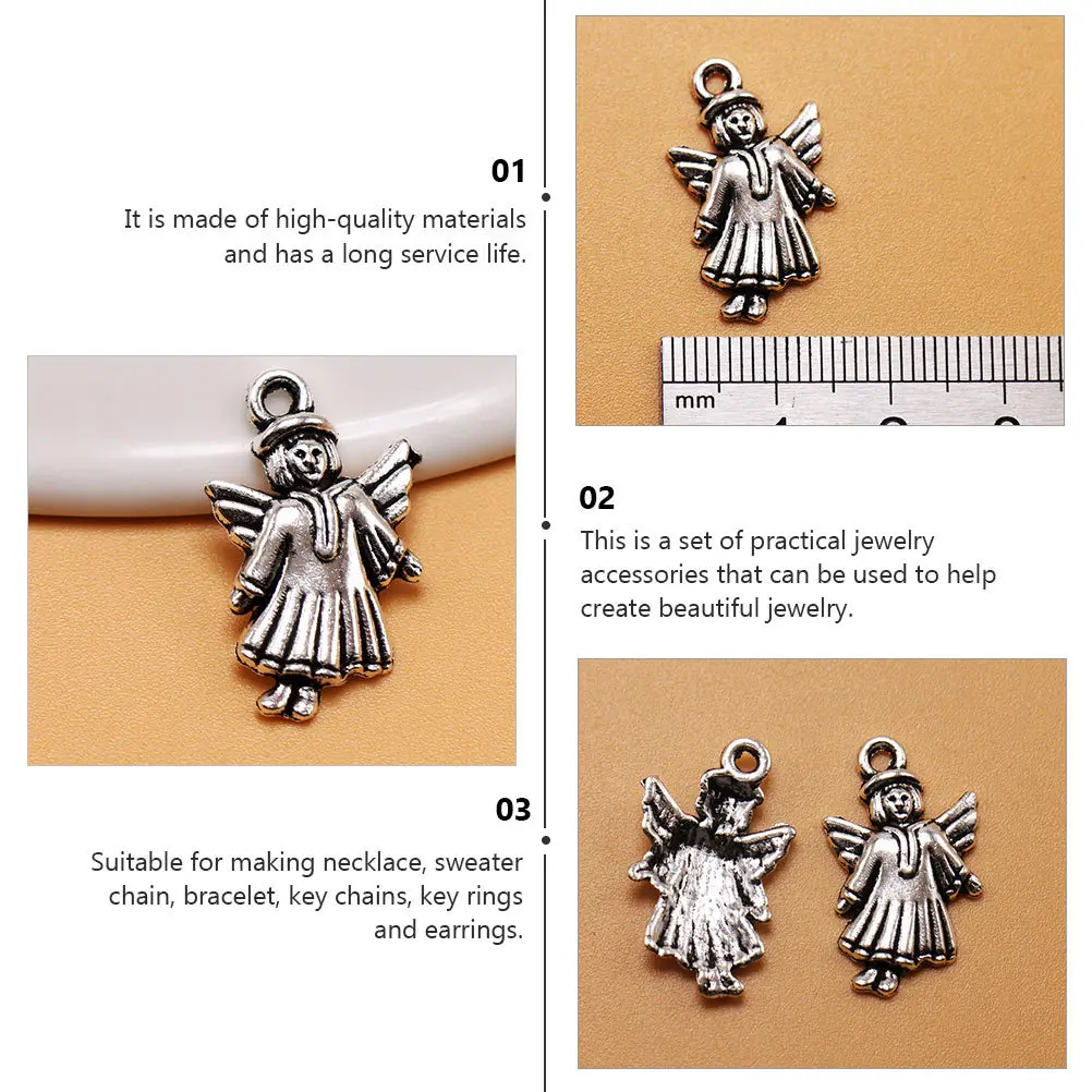 

50Pcs Angel Wing Charms Retro Alloy Pendants DIY Jewelry Making Accessories Necklace Bracelet Key Chain Earrings Supply