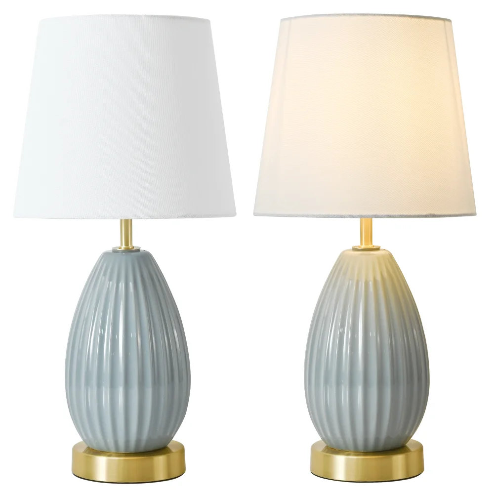 

18-Inch Table Lamp with E26 Black Bakelite Socket, 60W Max (Bulb Excluded), Rotary Switch, Antique Brass & Light Blue Finish