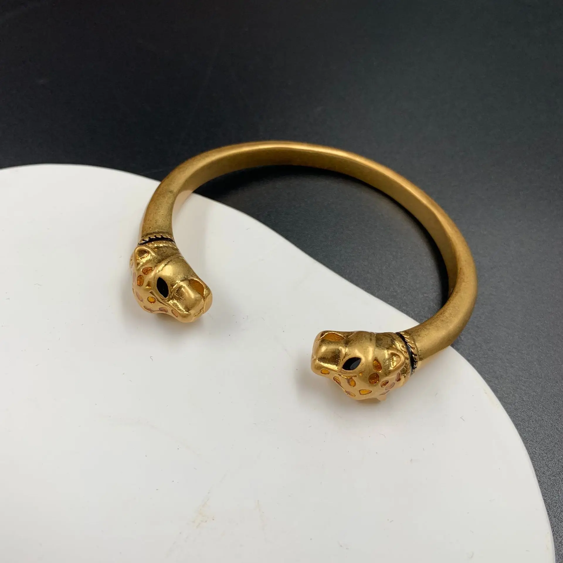 Cooper Leopard Open Bangles for Women, Arm Cuff, Bracelets Jewelry