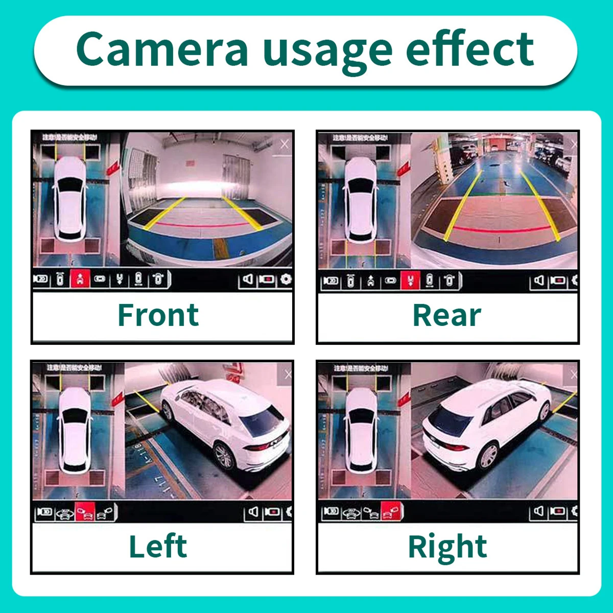 360 °   Telecamera per auto da grado 1080P Surround panoramico 3D Kit telecamera per retromarcia con vista posteriore/anteriore/sinistra/destra per autoradio Android