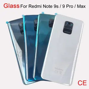 Bilashmart Note 9S Xiaomi Redmi Note 9 Pro Max Glass Rear Battery Door Replacement Back Housing Cover Case+Camera Lens