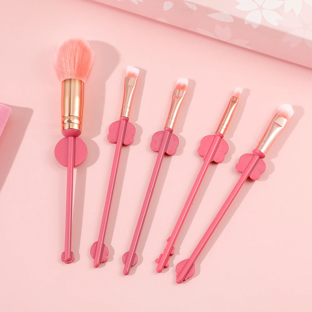 5pcs Kawaii Lotso Makeup Brush Set Cosplay Makeup Brush Face Cosmetic Powder Highlight Blending Eyebrow Eyeshadow Brush Girl