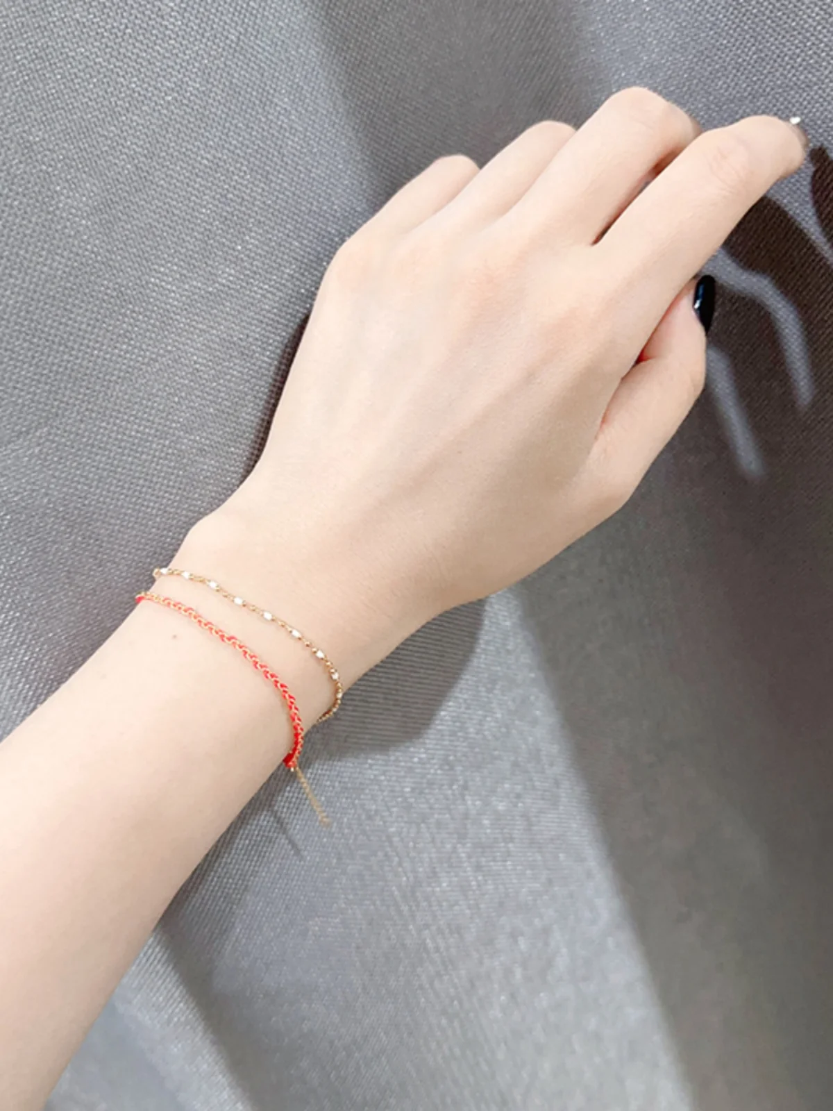 

Браслет ручной работы из стерлингового серебра 925, женская цепочка на щиколотке, персонализированная ручная веревка для пары, белая маленькая красная веревка, тонкая цепочка