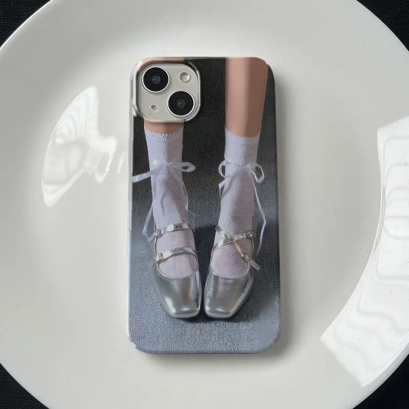 Ballet Shoes Phone Case for iPhone 16 15 14 13 12 11 Pro Max XS XR XSMax 6 7 8 Plus Glossy HD Hard PC Cover