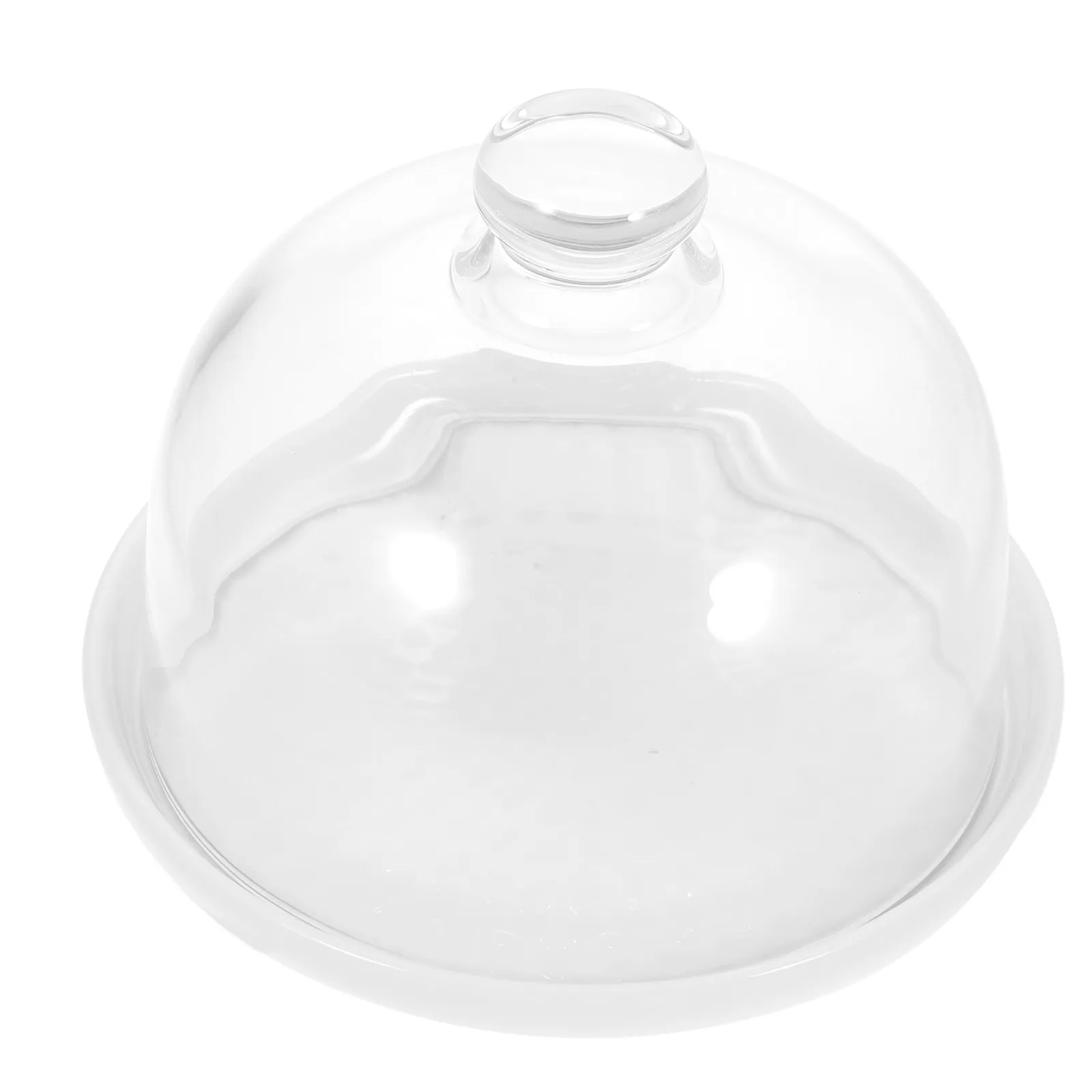1Set Ceramic Cake Tray with Glass Cover Transparent Food Protector Dessert Display Dome Fresh Food Seal Insect Proof Kitchen - view 6