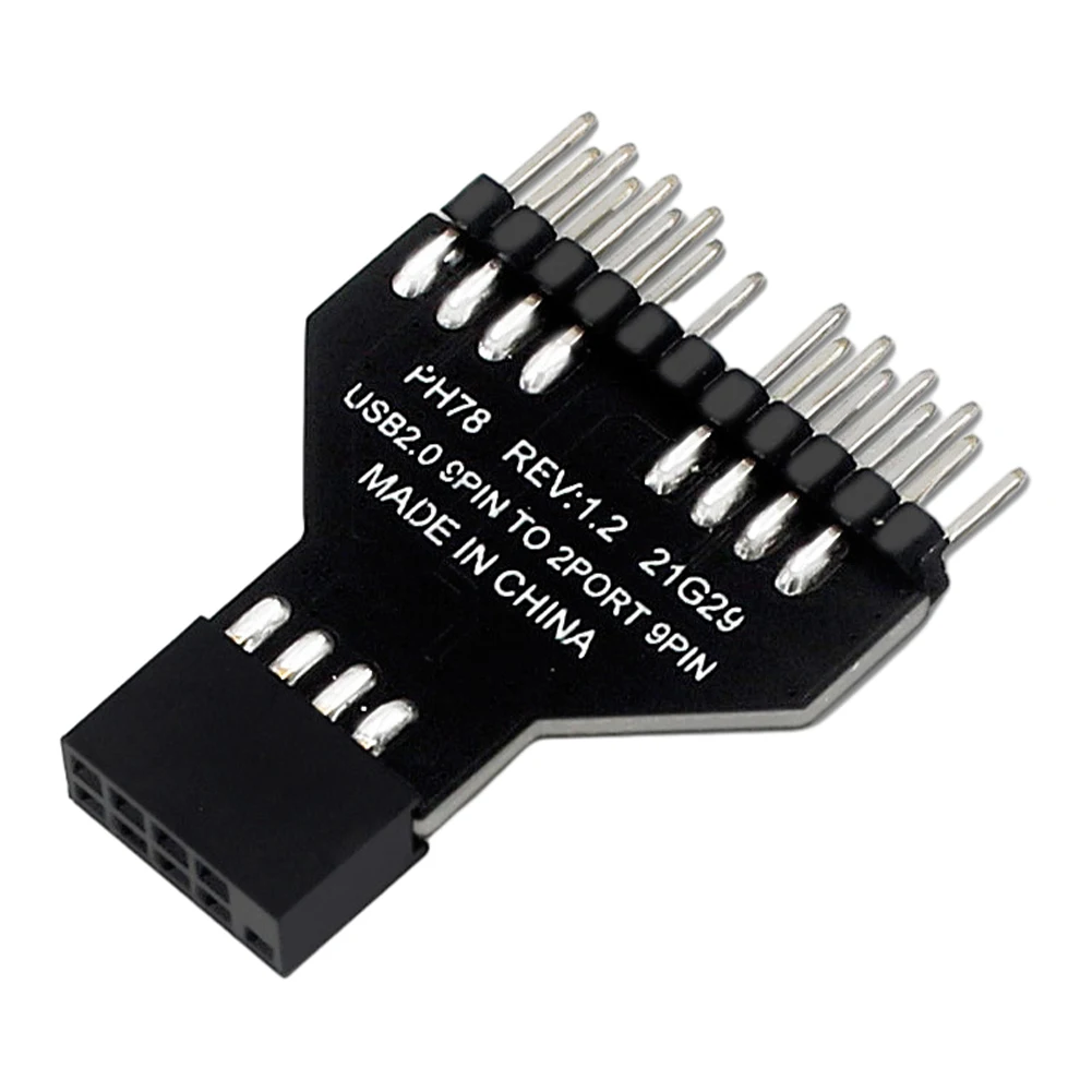 USB 2.0 Connector 9-Pin Motherboard USB2.0 9Pin Header Splitter USB2.0 9 Pin To USB3.0 19Pin Conversion Adapter for RGB Lamp Fan