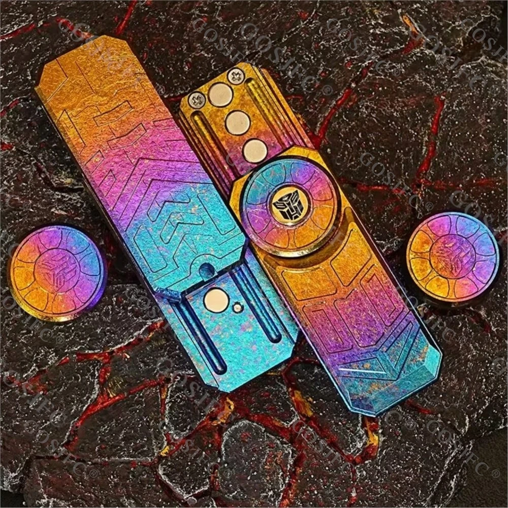 

Halooplayer Crystal Titanium Multi Functional Toys Push Slider Machinery Ratchet Rotor EDC Fidget Toys For Adults