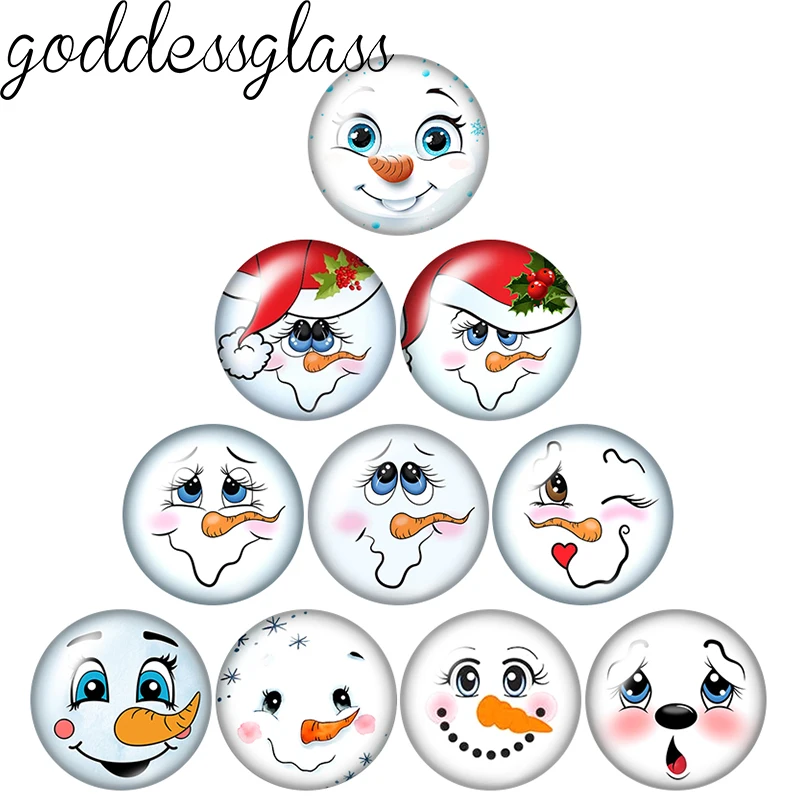 

Christmas Snowman Face Carrot Nose Cute 10p 12mm/18mm/20mm/25mm Round photo glass cabochon flat back Making findings Jewelry