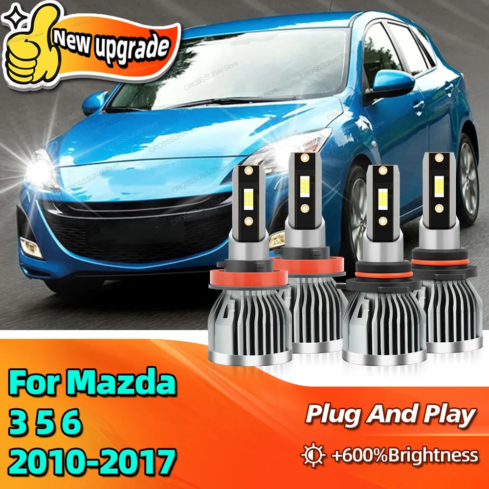 

2/4 шт. светодиодные фары Canbus, автомобильные лампы для Mazda 3 5 6 2010 2011 2012 2013 2014 2015 2016 2017 лампы 30000LM с антибликовым покрытием