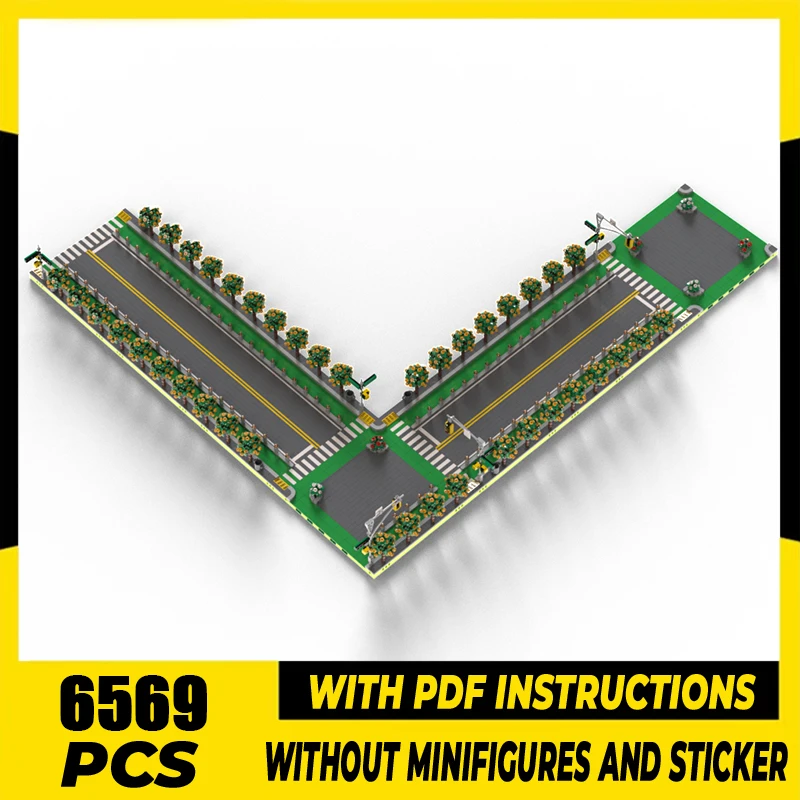 

Moc Building Blocks MILS City Road Plates With Bike Lanes Model Technology Brick DIY Assembly Construction Toy Holiday Gifts