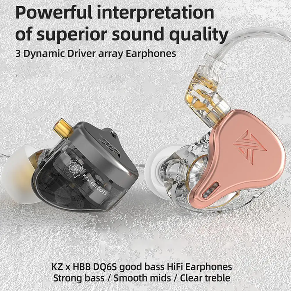 KZ DQ6S In-ear Earphone 3 Unit Moving-coil Mega Bass HiFi Sound Monitor Music Earphone for Phone