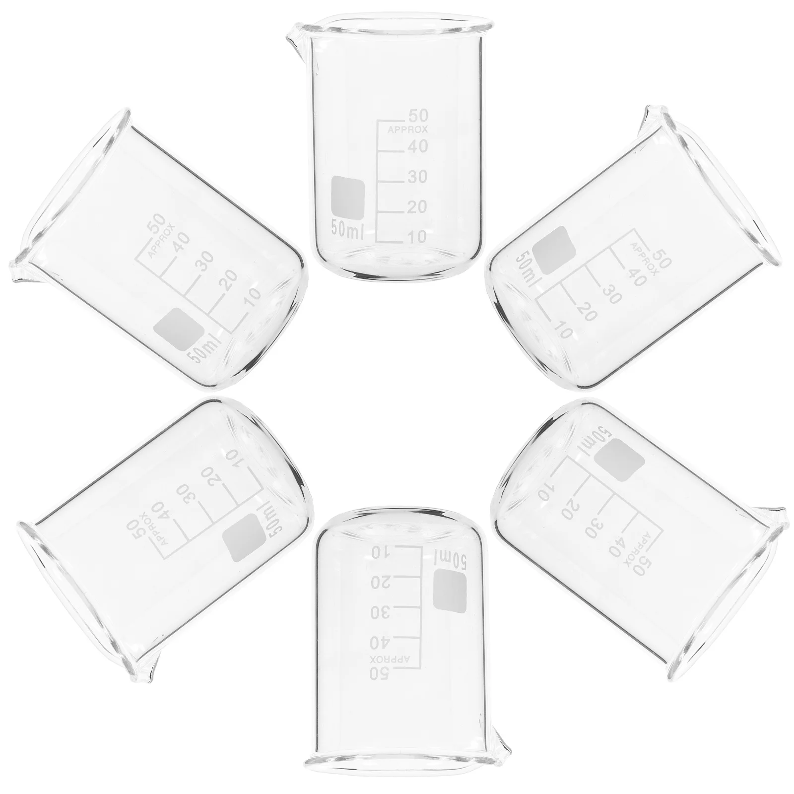 

6Pcs Heat Resistant Glass Graduated Measuring Beakers Set Accurate Scale Stable Liquid Measuring Tools Chemistry