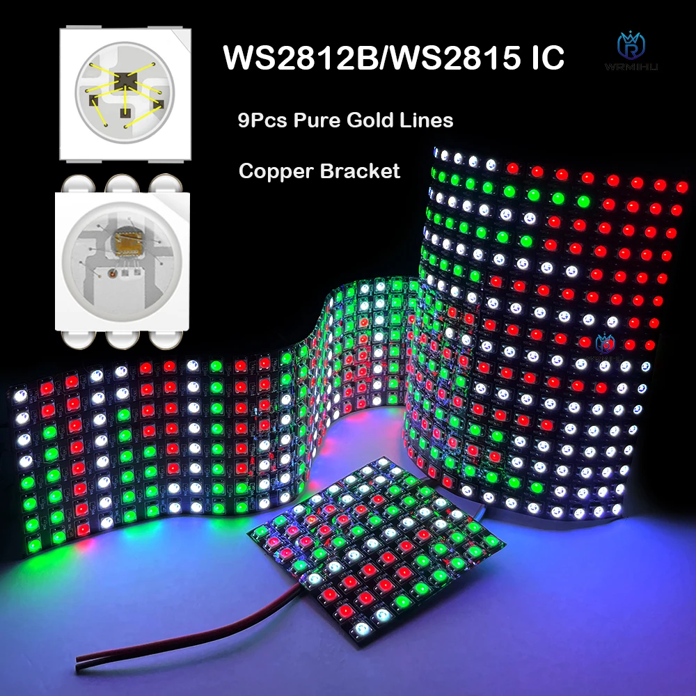 5V WS2812B 12V WS2815 RGB Programmable 16x16 Flexible Screen Led Module Individually Addressable 256 Pixel Panel Matrix Light