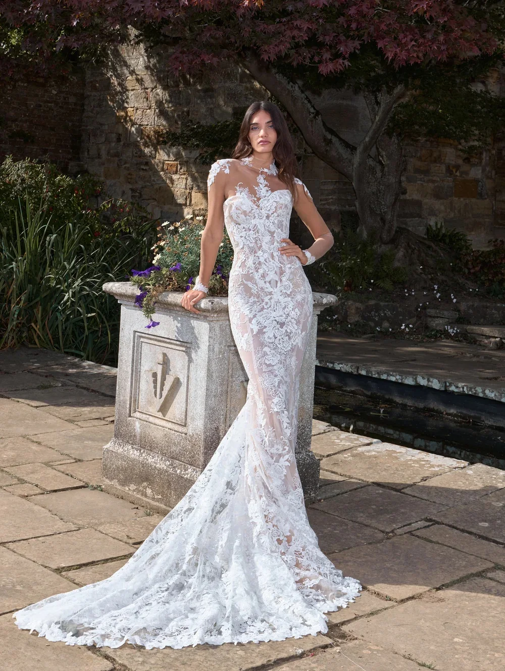 Lace Wedding Dress Vestido De Novia Corte Sirena Vestidos 2 En 1 Desmontable Manga Larga Simples White Elegantes Alta Costura