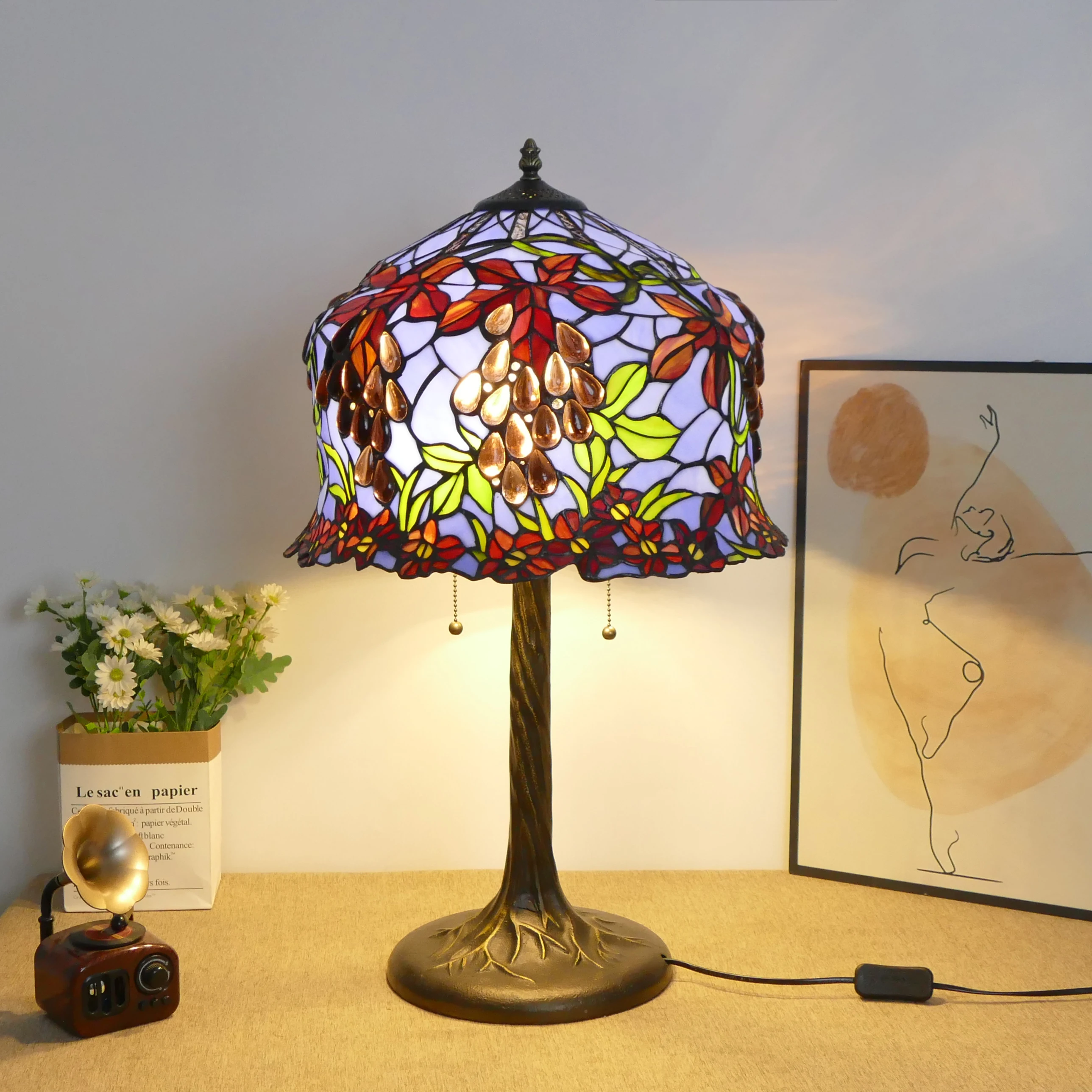 Purple grape glass pure production hotel lobby living room bedroom atmospheric desk lamp