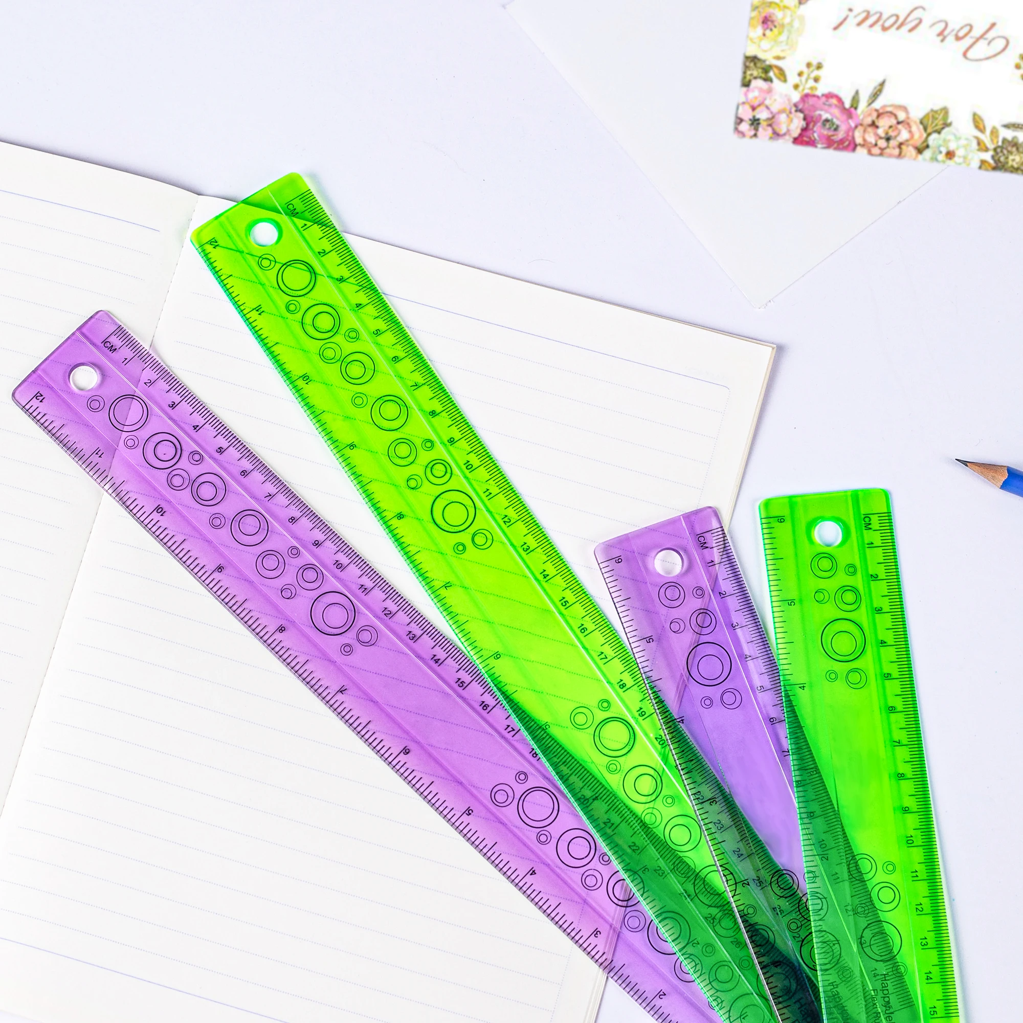 Multifunction Student Flexible Ruler Inch and Metric 30 cm/12 Inch 15 cm/6 Inch Transparent Colors Stationery Rule School Supply