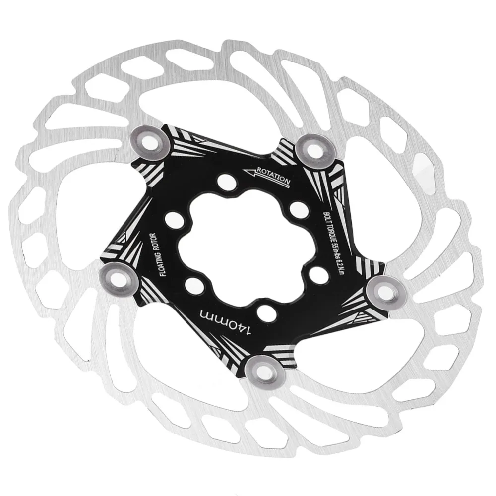 

140mm Bicycle Floating Brake Disc Heat Dissipation 5 Stud Floating Brake Rotors with 6 Bolts Stainless Steel+Aluminum Alloy
