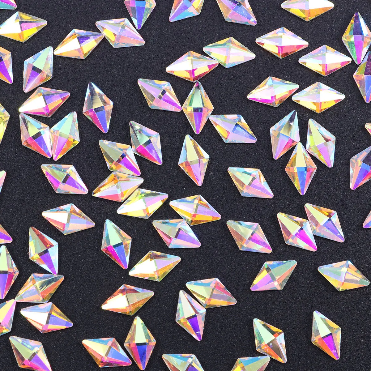 

100Pcs Nail Art Rhinestones Rhombus Gems Imitation Crystal Flat Backs Shiny Nail Decoration DIY Nails Phone Crafts Accessories