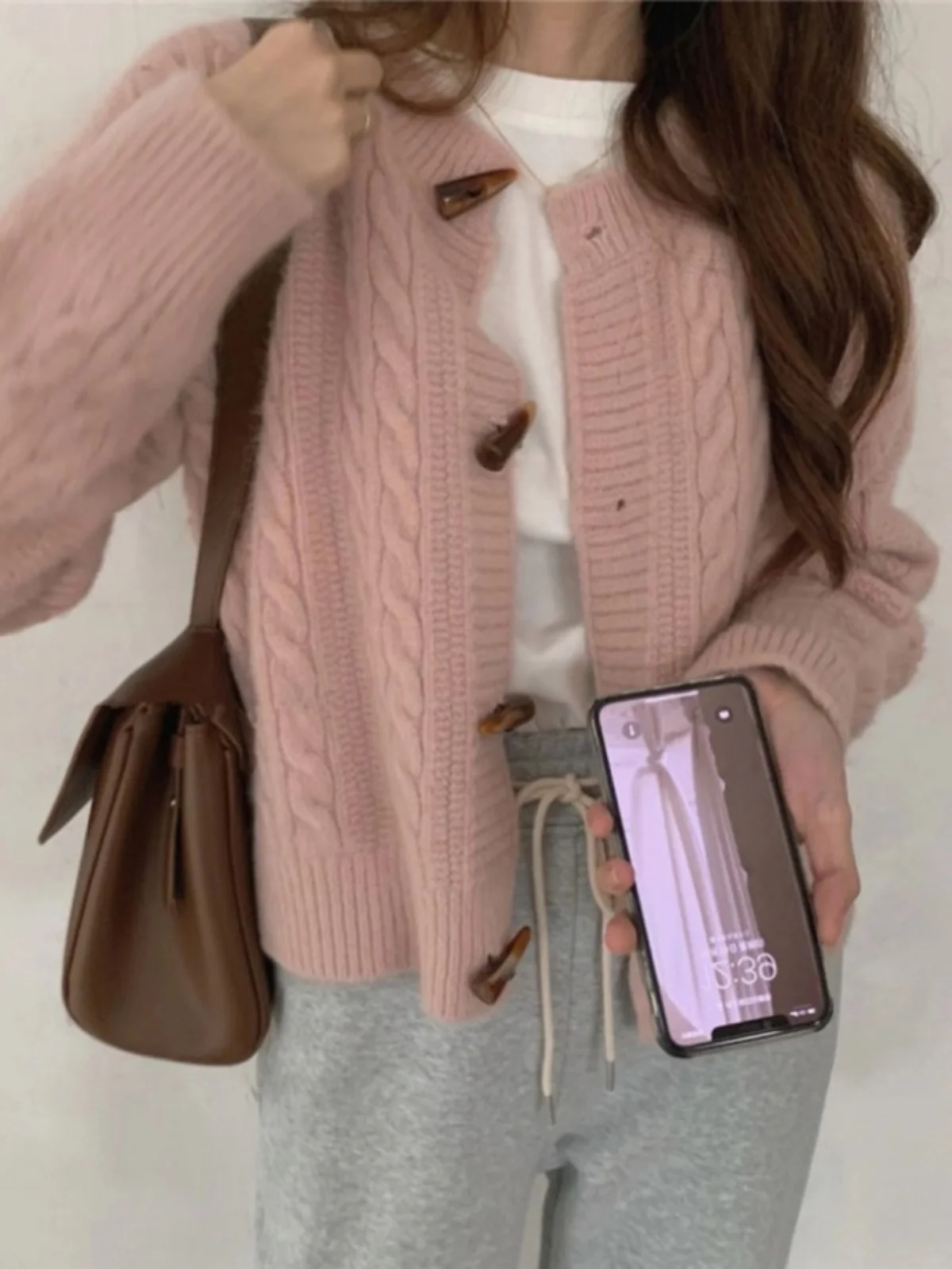 

Soft Milk Knitted Sweater Women's Spring Autumn Loose Open Cardigan ort Outerwear Casual Sle Pure Color round Ne Long S...