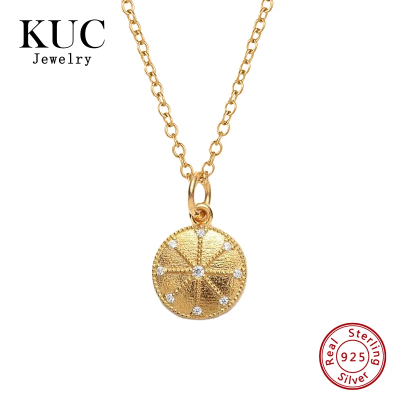 KUC Fine Jewelry 925 Sterling Silver Circle Pendant Custom Women Jewelry Elegant Charm Zircon Pendant Necklace